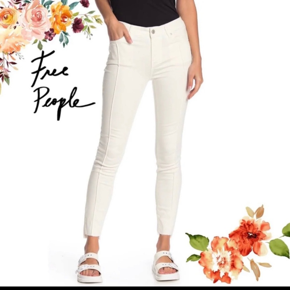 NWT Free People Del Wray Step Hem White Jeans